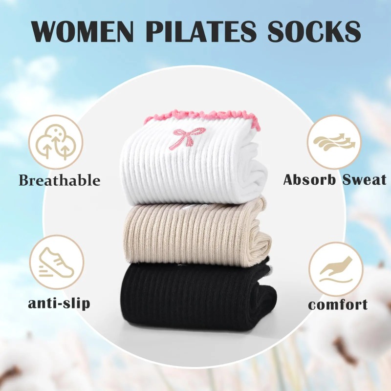Yoga Fitness Pilates - Profesjonalne skarpety do jogi, bawełniane, z
