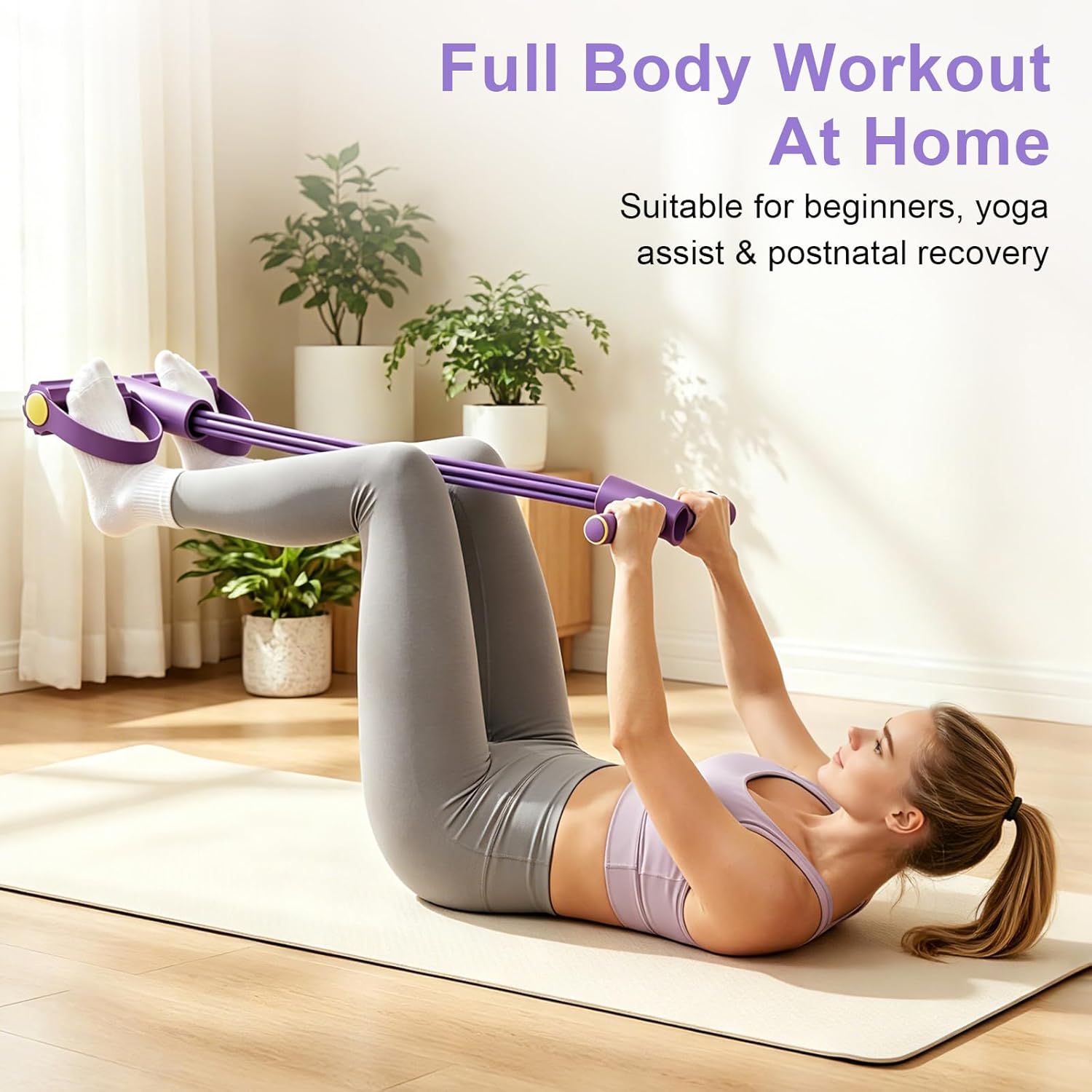 Yoga Fitness Stretching Strap - Wielofunkcyjna taśma oporowa z 4 rurkami,